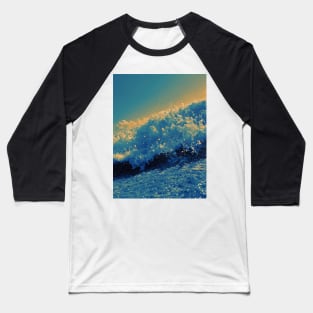 Photo of a wave on the beach on a sunny day, blue and orange gradient Baseball T-Shirt